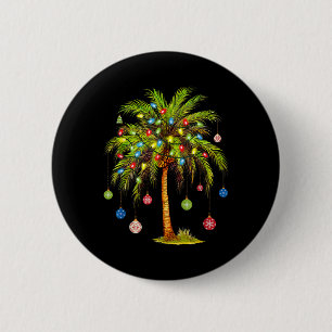 Badge Rond 5 Cm Lumière de palmier de Noël Hawaïen Tropical Xmas 1