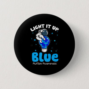 Badge Rond 5 Cm Lumière It Up Blue Funny Puzzle Pièce Autisme Reco