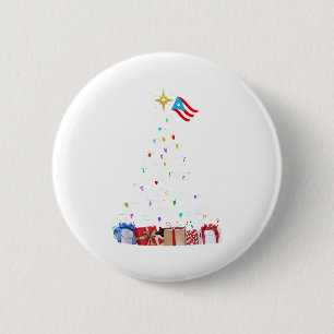 Badge Rond 5 Cm Lumières de l'arbre de Noël Porto Ricain Tradition