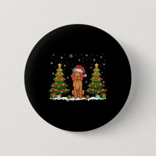 Badge Rond 5 Cm Lumières de l'arbre de Noël Vizsla Chien Santa Hat