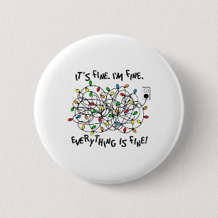 Badge Rond 5 Cm Lumières de Noël amusantes C'est bien Je vais bien