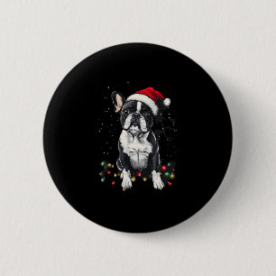 Badge Rond 5 Cm Lumières de Noël Bouledogue Français Cadeaux de No