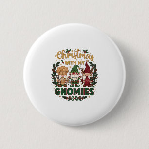 Badge Rond 5 Cm Lumières de Noël Gnomies Guirlande Canne à Sucre