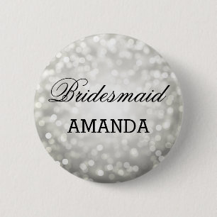 Badge Rond 5 Cm Lumières de parties scintillantes d'argent de