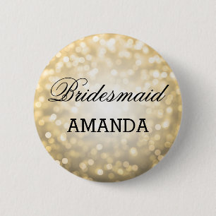 Badge Rond 5 Cm Lumières de parties scintillantes d'or de faveur