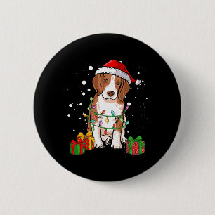 Badge Rond 5 Cm Lumières de sapin de Noël de chien Beagle Santa Ch