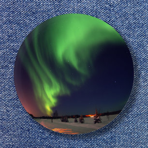 Badge Rond 5 Cm Lumières du Nord à Bear Lake Night Photo