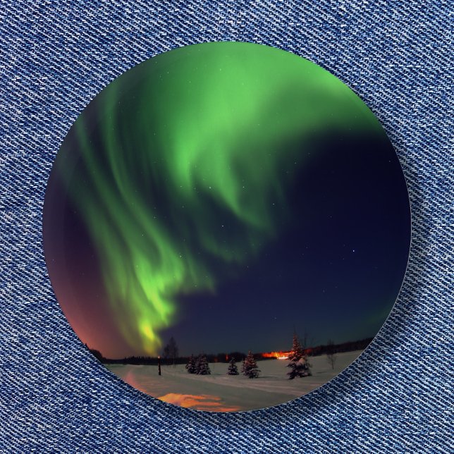 Badge Rond 5 Cm Lumières du Nord à Bear Lake Night Photo (Northern Lights at Bear Lake Night Photo Button)
