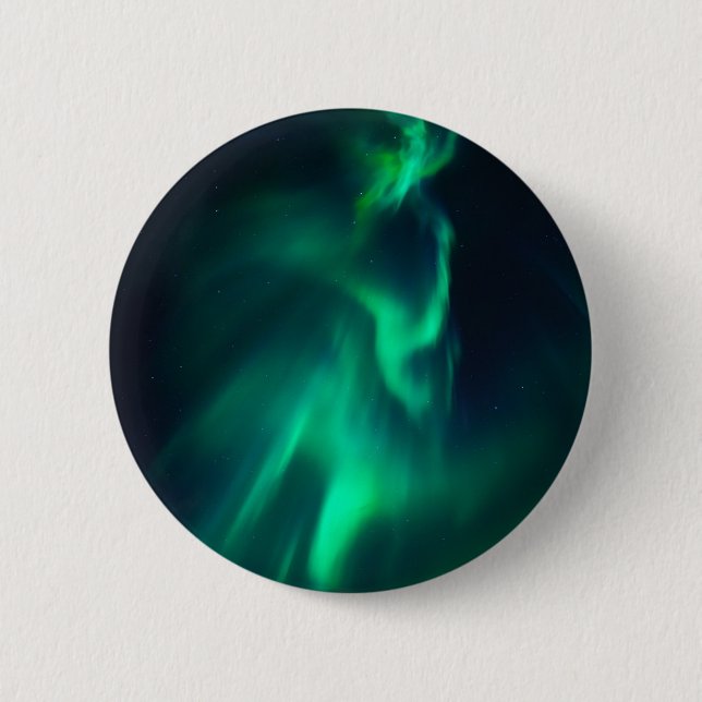 Badge Rond 5 Cm Lumières du Nord Aurora Vert (Devant)