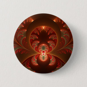 Badge Rond 5 Cm Lumineux abstrait moderne orange rouge Fractale