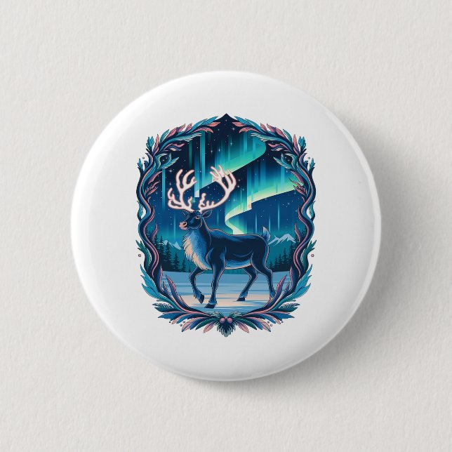 Badge Rond 5 Cm Luminosité magique des rennes (Devant)