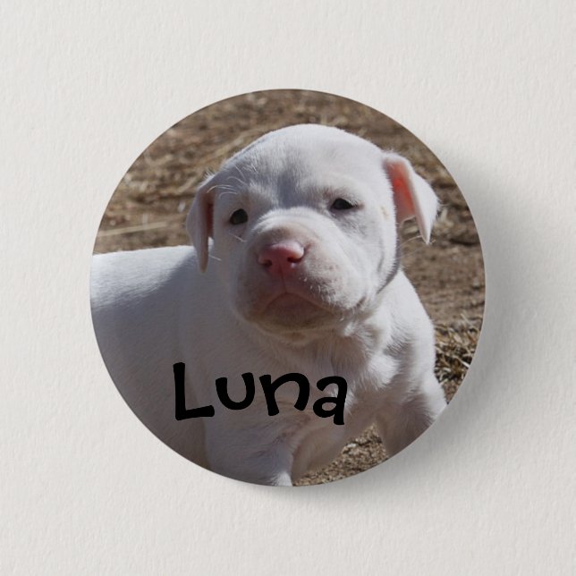 Badge Rond 5 Cm Luna, chiot sauvé (Devant)
