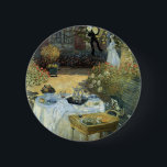 Badge Rond 5 Cm Luncheon by Claude Monet, Vintage Impressionism<br><div class="desc">The Luncheon (1876) by Claude Monet is a vintage impressionism fine art nature painting featuring a spring season picnic lunch in the garden with afternoon tea. A child is playing quietly on the ground with toys. About the artist: Claude Monet (1840-1926) was a founder of the French impressionist painting movement...</div>