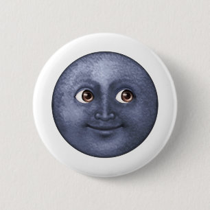 Badge Rond 5 Cm Lune bleu foncé - Emoji