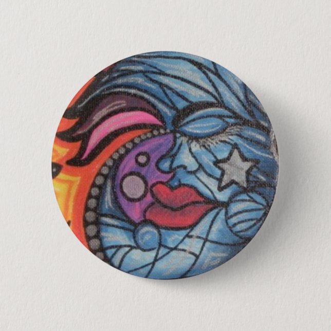 Badge Rond 5 Cm Lune bleue (Devant)