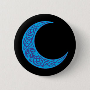 Badge Rond 5 Cm Lune bleue celtique