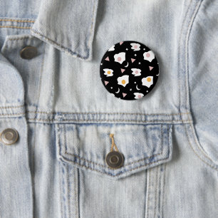 Badge Rond 5 Cm Lune de dîner d'œuf motif confettis  