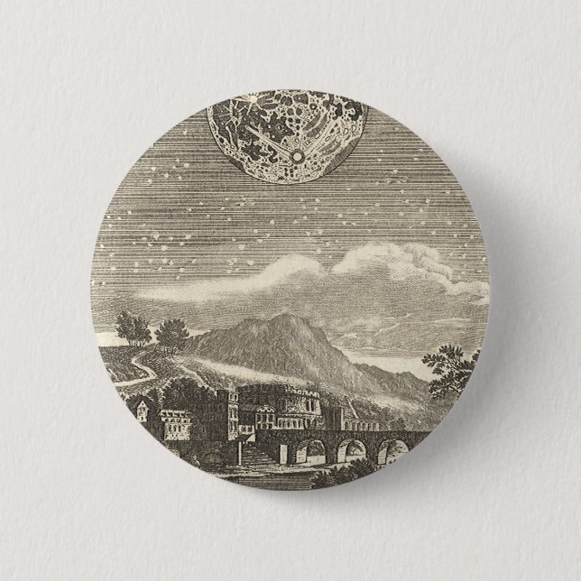 Badge Rond 5 Cm Lune de la Renaissance antique par Allain Mallet (Devant)