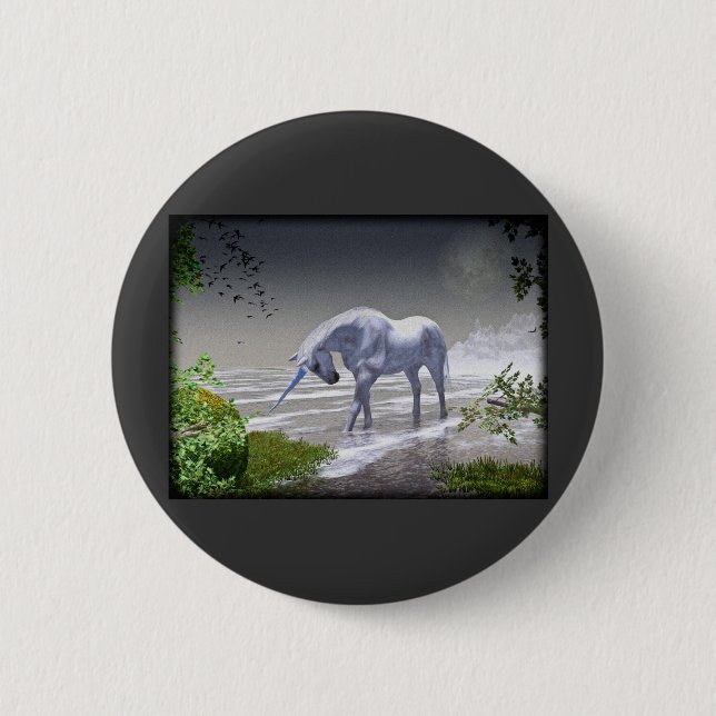 Badge Rond 5 Cm Lune de licorne (Devant)