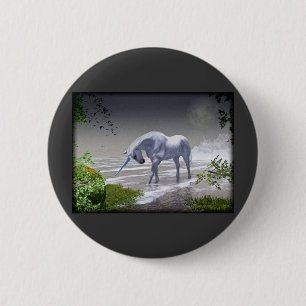 Badge Rond 5 Cm Lune de licorne