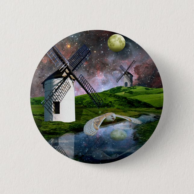 Badge Rond 5 Cm Lune de récolte. (Devant)