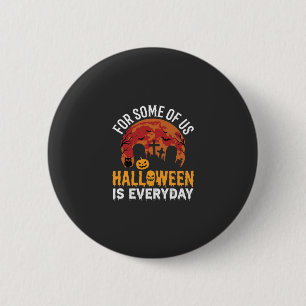Badge Rond 5 Cm Lune effrayante de cimetière Halloween est tous le