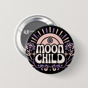 Badge Rond 5 Cm Lune enfant mauve sorcière whimsigoth esthétique