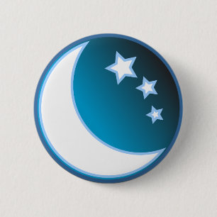 Badge Rond 5 Cm Lune et étoiles