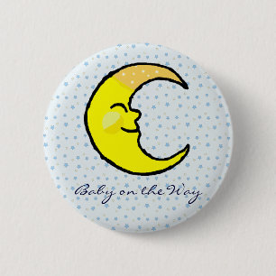 Badge Rond 5 Cm Lune et étoiles