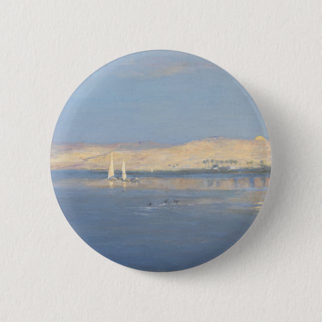 Badge Rond 5 Cm Lune se levant au-dessus du Nil (Devant)