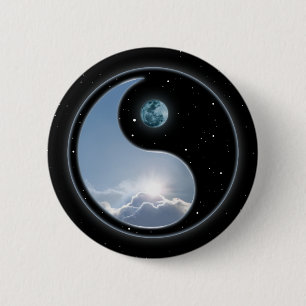 Badge Rond 5 Cm Lune Sun de Yin Yang