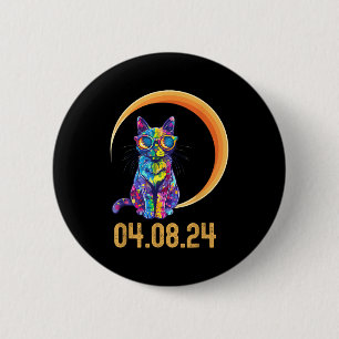 Badge Rond 5 Cm Lunettes De Chat Porter Eclipse Solaire Etats-Unis