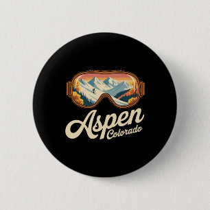 Badge Rond 5 Cm Lunettes de ski Aspen Colorado - Souvenir de ski r
