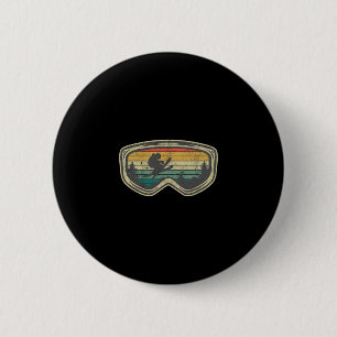 Badge Rond 5 Cm Lunettes de Ski Montagne Neige Ski Retro Vacances