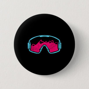 Badge Rond 5 Cm Lunettes de ski rétro vintage planche à neige 80s