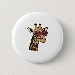 Badge Rond 5 Cm Lunettes de soleil à motif de cœur de girafe gravé