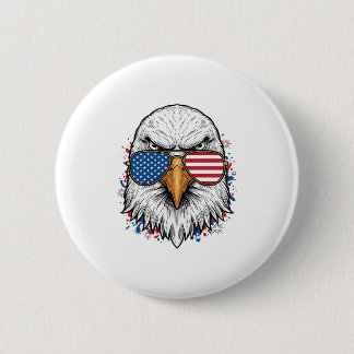 Badge Rond 5 Cm Lunettes de soleil aigle patriotique Vintage Vecto