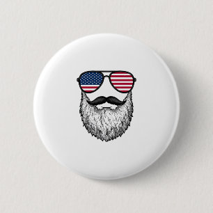Badge Rond 5 Cm Lunettes de soleil barbe patriotique vintage T-shi