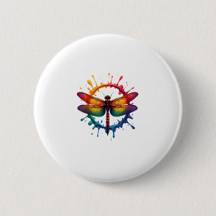 Badge Rond 5 Cm Lunettes de soleil Cool Graphic Tie Dye Dragonfly