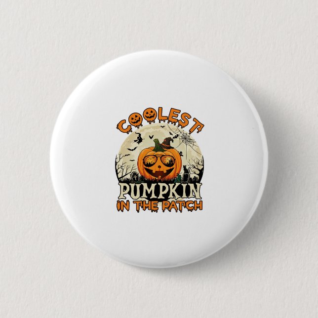 Badge Rond 5 Cm Lunettes de soleil Coolest Pumpkin Patch Chapeau d (Devant)