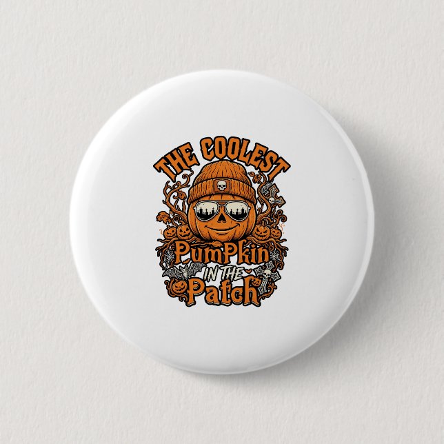 Badge Rond 5 Cm Lunettes de soleil Coolest Pumpkin Patch Halloween (Devant)