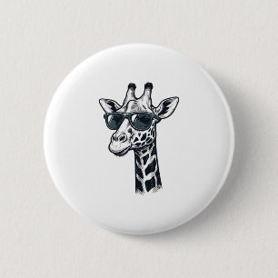 Badge Rond 5 Cm Lunettes de soleil de girafe cool T-Shirt à gravur