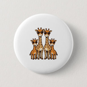 Badge Rond 5 Cm Lunettes de soleil de la famille de la girafe Cool