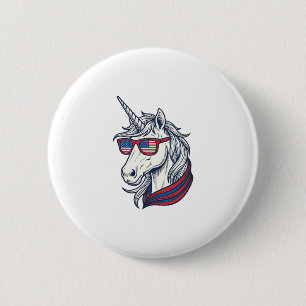 Badge Rond 5 Cm Lunettes de soleil drapeau licorne patriotique vec