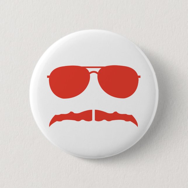 Badge Rond 5 Cm lunettes de soleil et 'stache (Devant)