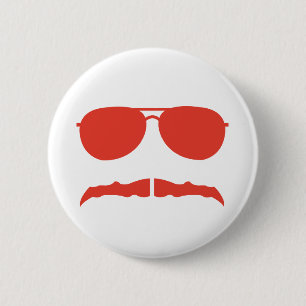 Badge Rond 5 Cm lunettes de soleil et 'stache