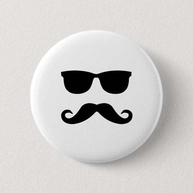 Badge Rond 5 Cm lunettes de soleil et 'stache (Devant)
