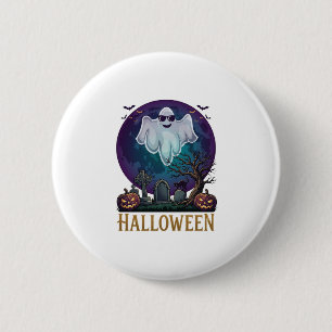 Badge Rond 5 Cm Lunettes de soleil fantôme Halloween Violet Lune C