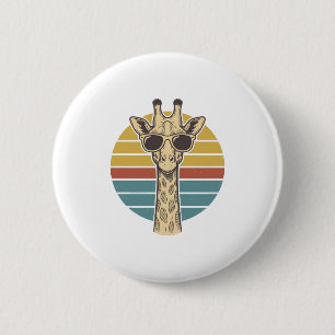 Badge Rond 5 Cm Lunettes de soleil girafe vintage vecteur de couch