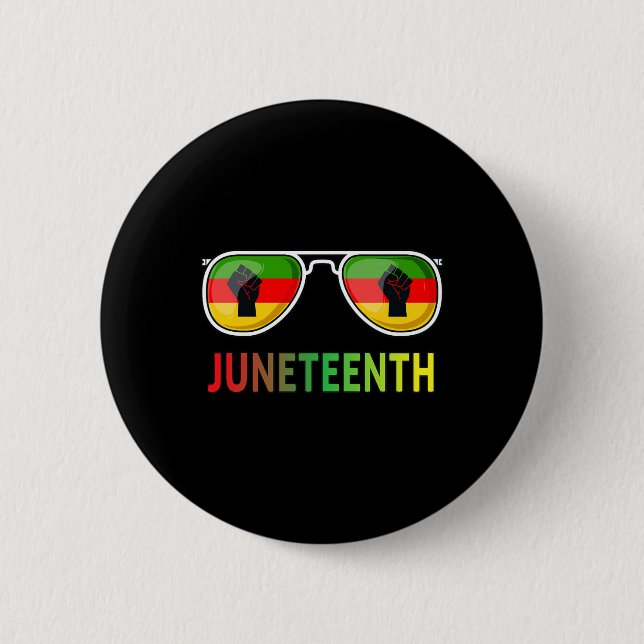 Badge Rond 5 Cm Lunettes de soleil Junetten Black Pride Drapeau Po (Devant)